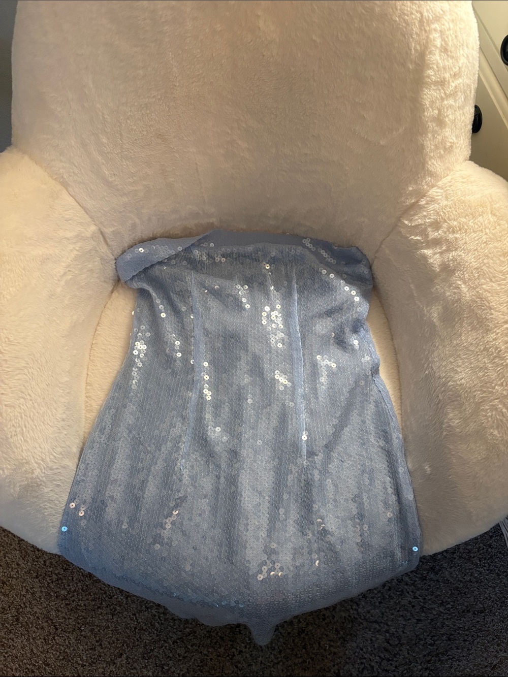 Beginning Boutique blue sequin strapless dress